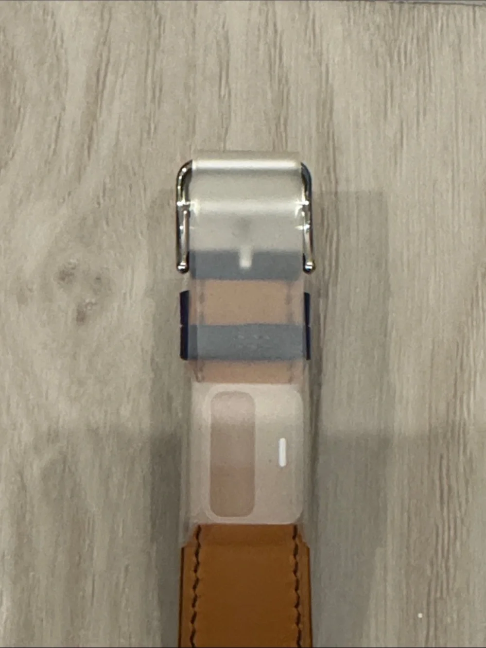 Apple Hermes Double Tour Navy & Cream Patterned Leather Watch Band